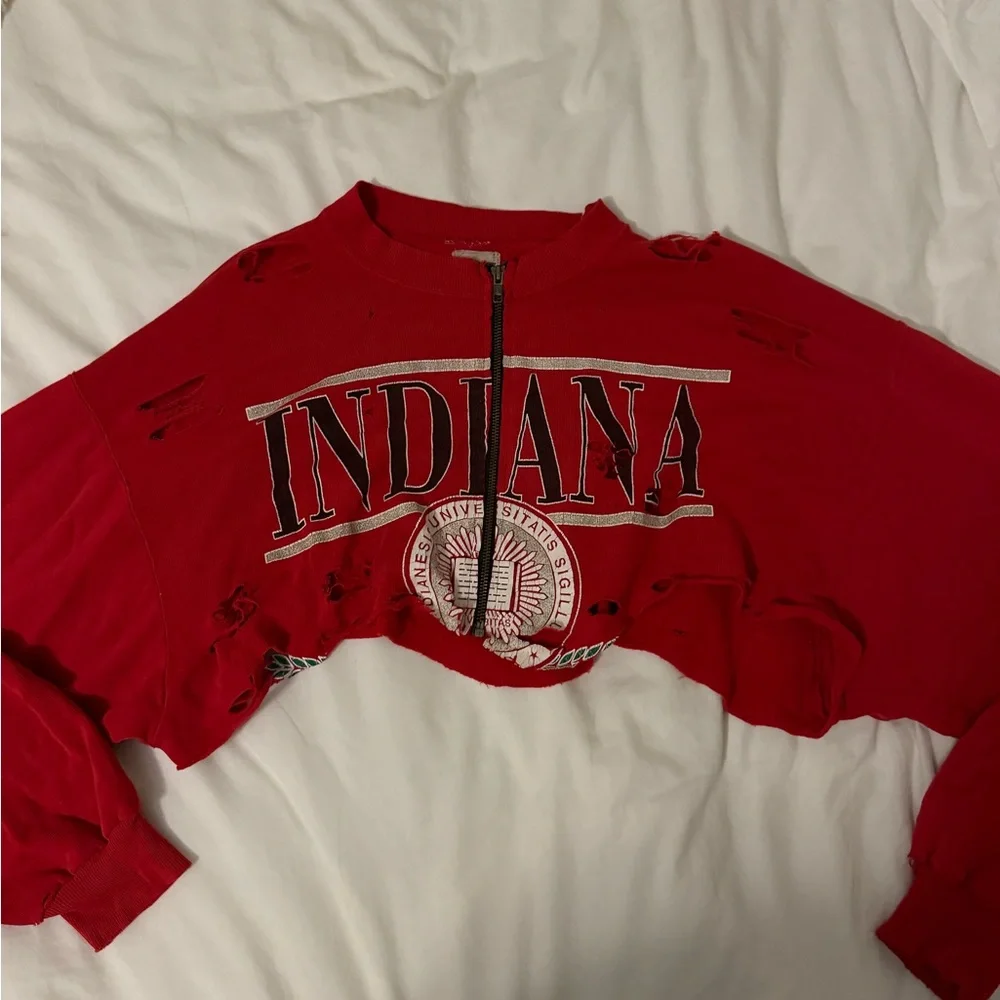 LF Furst of a Kind Vintage Distressed Cropped Sweatshirt Indiana Hoosiers - Picture 1 of 4